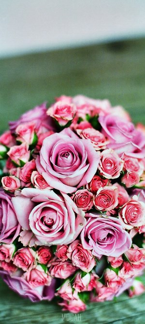 Pink and purple roses bridal bouquet