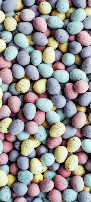 Colorful Mini Chocolate Easter Eggs Overhead Shot