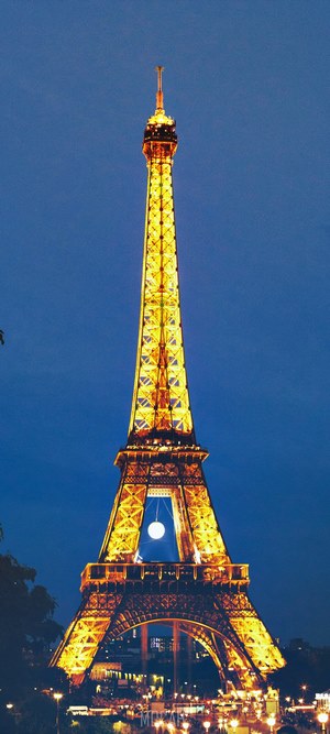 Eiffel Tower at night in Paris