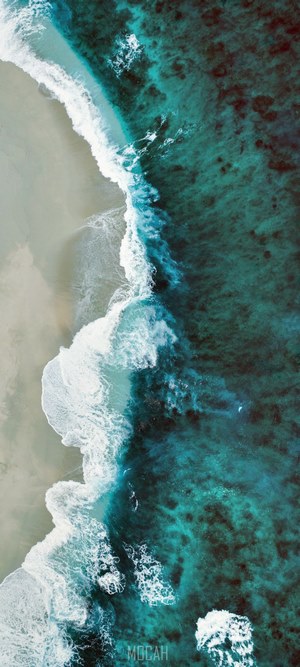 Maldives Aerial View of Ocean Waves and Shore