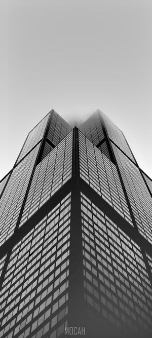 Architecture of a skyscraper in black and white
