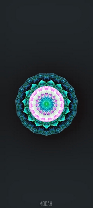 Mandala design with pink, blue, and green colors