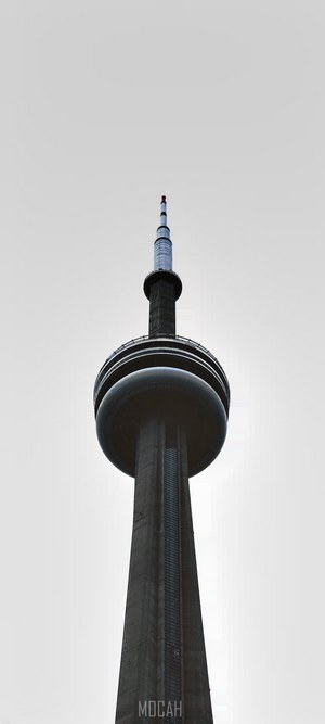 CN Tower from below, black and white