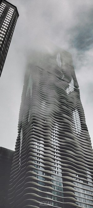 Aqua Tower skyscraper in mist