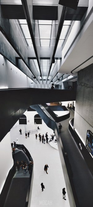 Modern museum interior with visitors