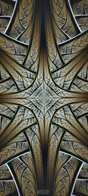 Fractal Art Pattern with Golden and Silver Tones