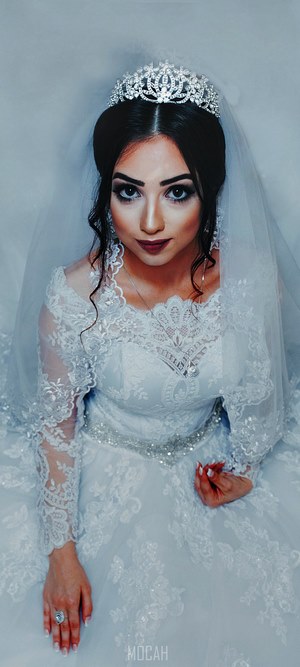 Bride wearing a tiara and wedding dress