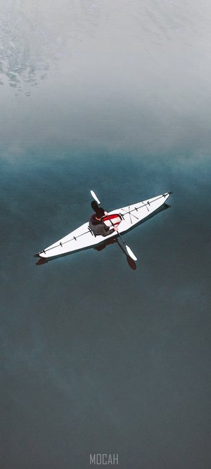 Drone shot of a lone kayaker in the water