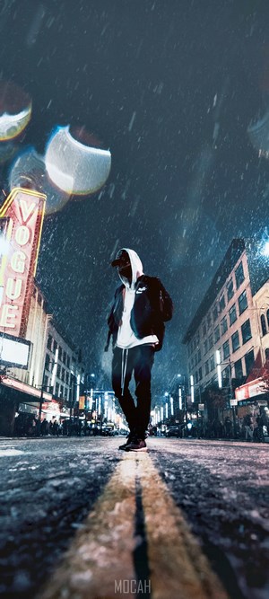 Rainy Night Walk on City Street