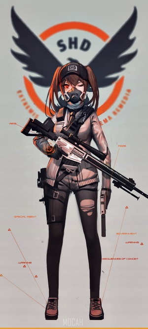 Anime girl with sniper rifle from The Division