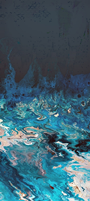 Abstract blue and turquoise fluid art with dark background