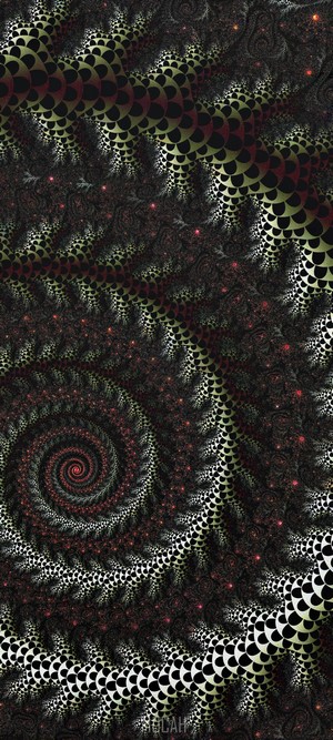 Fractal spiral pattern with black and green colors