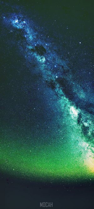 Milky Way Galaxy in Green and Blue Hues
