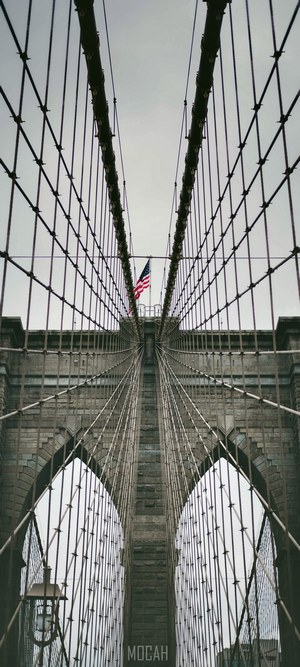 Brooklyn Bridge with American Flag