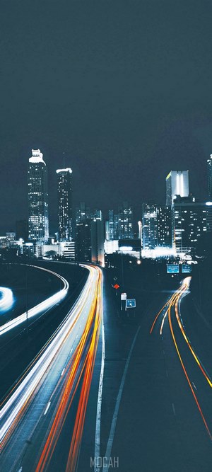 Atlanta Skyline with Light Trails on Freedom Parkway