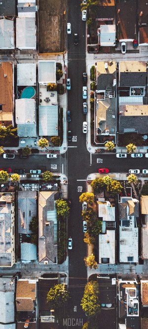 Aerial view of Corona del Mar street intersection