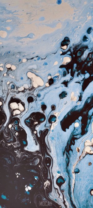 Abstract blue and black fluid art painting