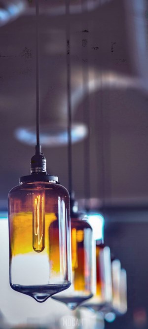 Edison bulbs in amber glass shades
