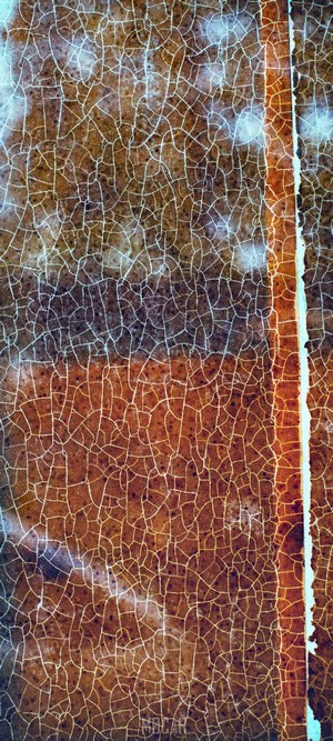 Cracked orange and brown texture with white lines
