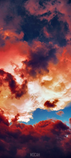 Dramatic red and orange clouds at sunset