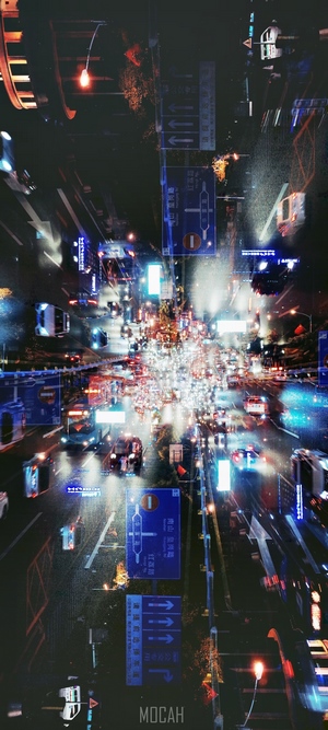 Night traffic in a busy urban city