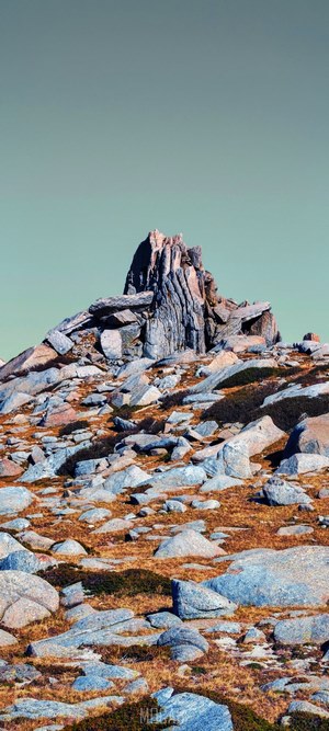 Rocky mountain peak with clear sky