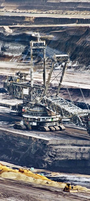 Bucket wheel excavator in a brown coal mine