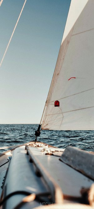 View from a sailboat on a choppy sea