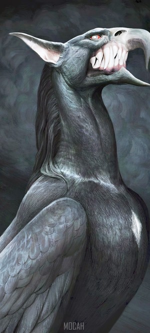 Digital art of a monstrous creature with sharp teeth
