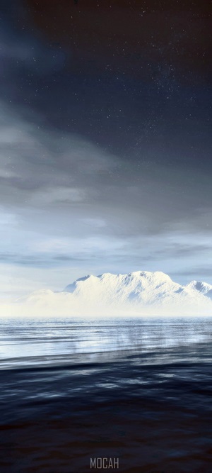 Arctic Ocean with Iceberg under a Starry Sky