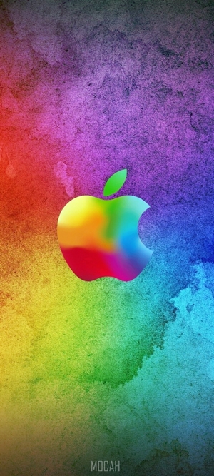Colorful Apple Logo on Vibrant Gradient Texture