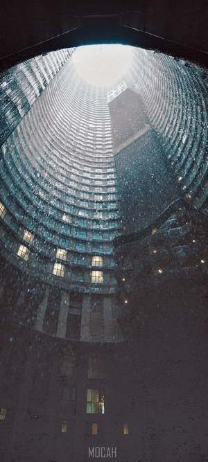 Ponte City Tower core during heavy rain