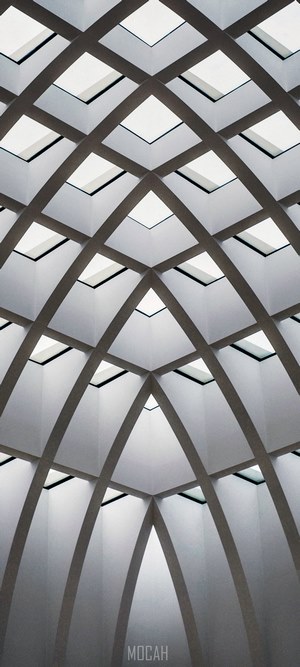 Modern architectural ceiling with skylights
