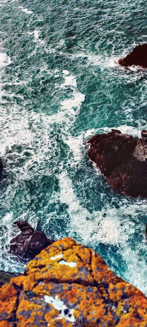 Ocean waves crashing on rocks