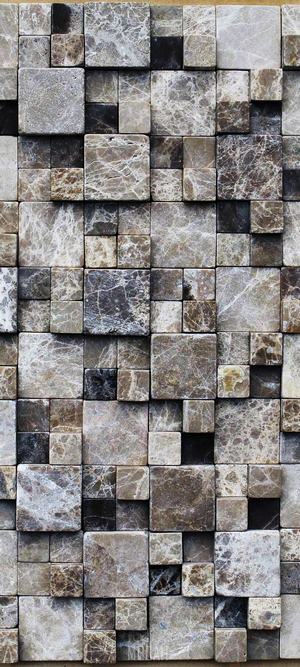 Stone mosaic wall tiles with varied sizes