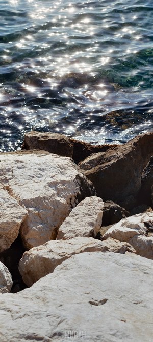 Rocks by the sparkling sea