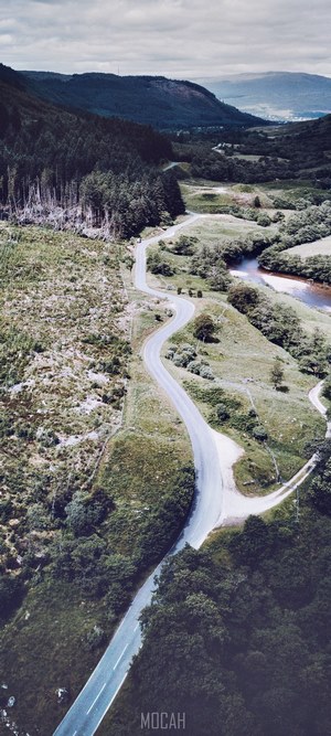 Winding road through Glen Nevis landscape