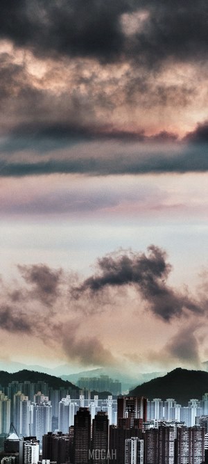 Clouds over Hong Kong cityscape