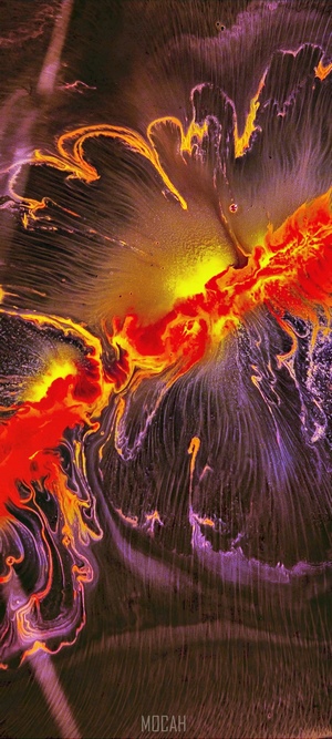 Abstract art with red, yellow, and purple swirls
