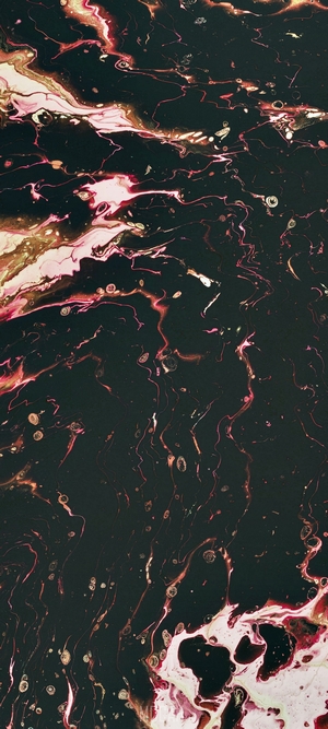 Abstract red and white swirls on black background