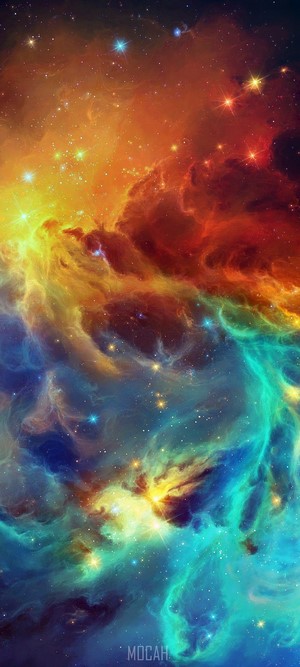 Vibrant Multicolor Nebula in Outer Space