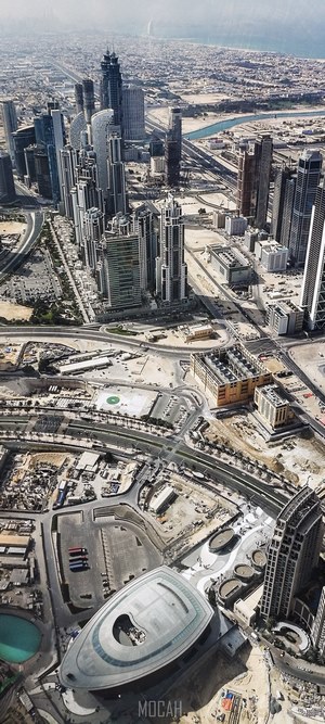Aerial view of Dubai skyline from Burj Khalifa