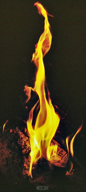 Fire burning on a dark background