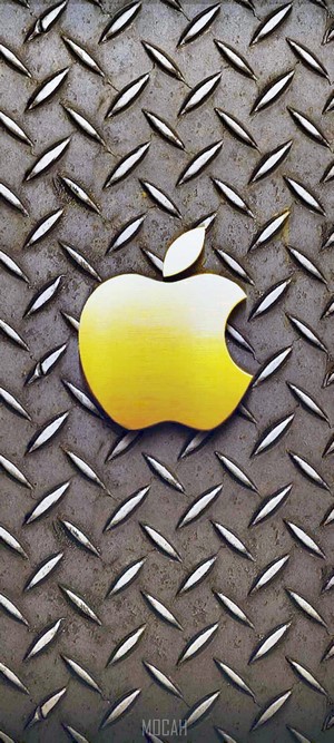 Yellow Apple Logo on Diamond Plate