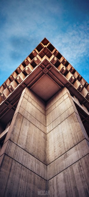 Geometrical Concrete Building Against Blue Sky