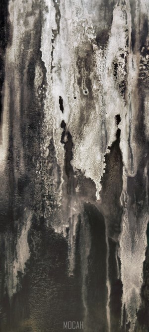 Abstract dark and light streaks with MOCAH text