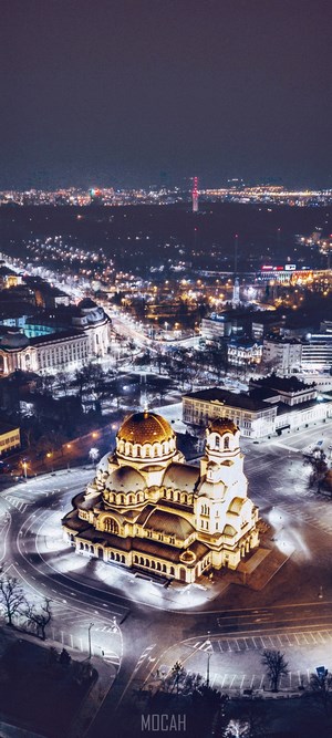 Alexander Nevsky Cathedral at night in Sofia, Bulgaria
