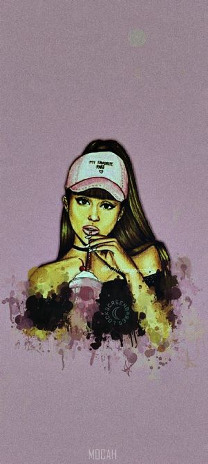 Ariana Grande drinking a milkshake, illustration
