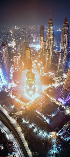 Kuala Lumpur Cityscape at Night with Petronas Towers
