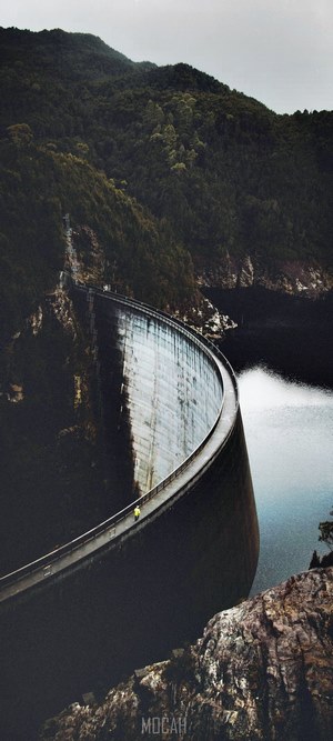 Gordon River Dam with a person walking